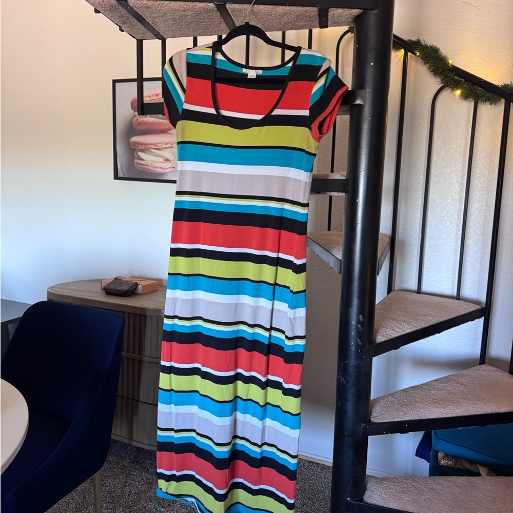Striped Multicolor Maxi Dress